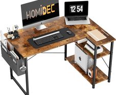 SPRING SALE | L Shaped Desk 100CM Computer Desk Study Office Desk Gaming Desk Writing Table With Bookshelf Reversible Corner Desk For Home Office Studio Workstation