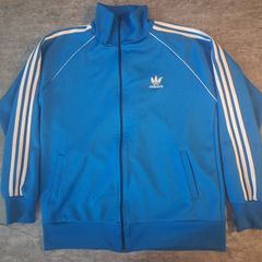 Vintage Adidas Originals Trefoil Track Jacket XL Blue White 3-Stripe Retro 80s