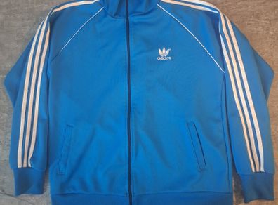 Vintage Adidas Originals Trefoil Track Jacket XL Blue White 3-Stripe Retro 80s