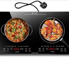 Double Ceramic Hob, Double Electric Hob Portable 30cm with 4-Hour Timer, 9 Power up to 2800W, Safety Lock, for All Type Pot