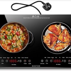 Double Ceramic Hob, Double Electric Hob Portable 30cm with 4-Hour Timer, 9 Power up to 2800W, Safety Lock, for All Type Pot