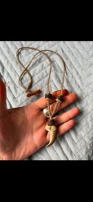 1 Prehistoric Bear Claw and Tibetan Yak Bead Cordage Handcrafted Necklace