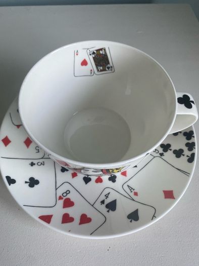 Vintage playing card cup and saucer set