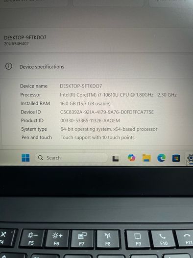 Lenovo x1 carbon i7 pro 10gen 16/512 win 11 pro Touchscreen