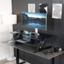 107cm Height Adjustable Stand Up Desk Converter V Series Quick Sit to Tabletop Dual Monitor Riser Workstation Black DESK-V000VL Image 2