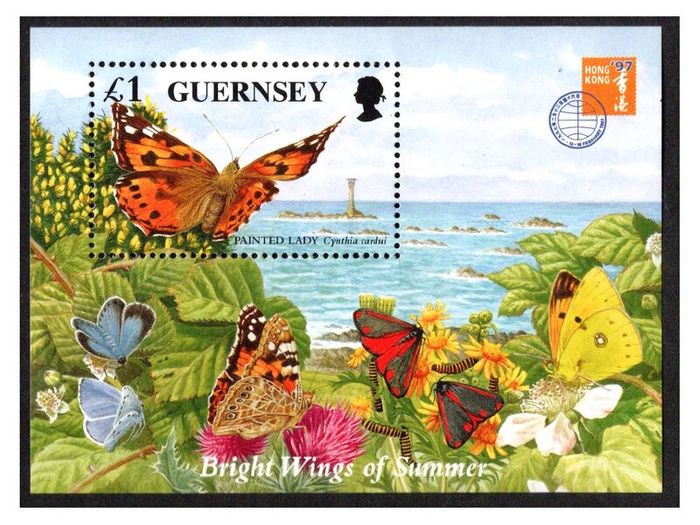 1997 Guernsey Endangered Species. Butterflies and Moths Commemorative Stamp Miniature Sheet Mint Never Hinged (MNH)