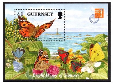 1997 Guernsey Endangered Species. Butterflies and Moths Commemorative Stamp Miniature Sheet Mint Never Hinged (MNH)