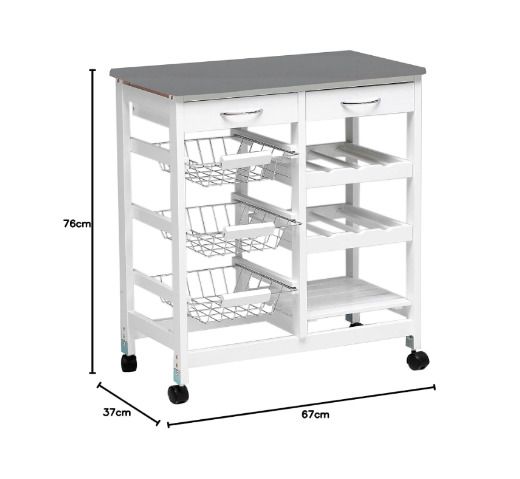 kitchen Rolling Trolly with Stainless Steel Top