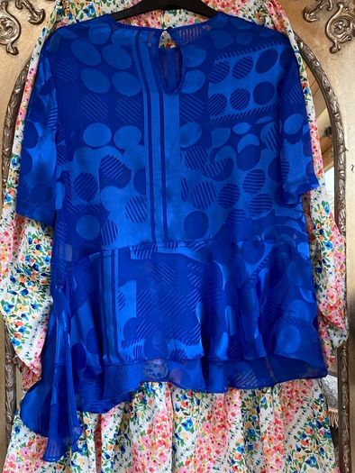 Preen By Thornton Bregazzi Royal Blue Silk Blouse Size Medium