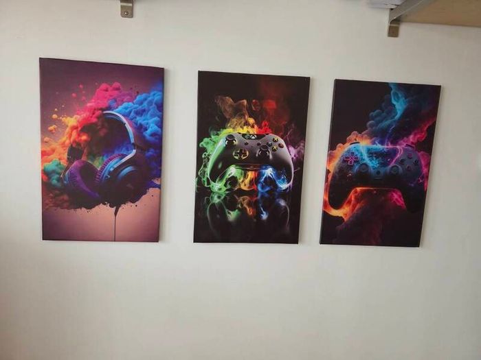 3 framed printed canvas 35x55cm