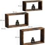 _Set of 3 Wall Shelves, Cube Shelves, Length 40/35/30 cm, for Living Room, Bedroom, Study Room, Vintage Brown Image 3