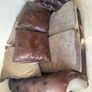 Chesterfield type leather/fabric brown beige sofa Image 5