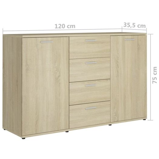 Sideboard Sonoma Oak 120x35,5x75 cm Chipboard