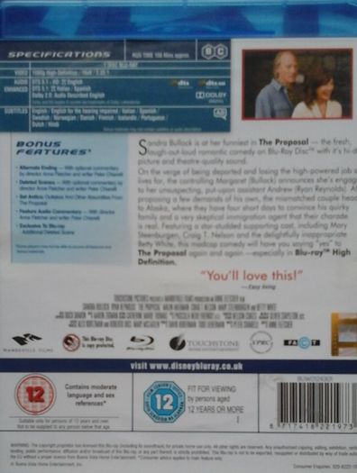 The Proposal [2009] Sandar Bullock, Ryan Reynolds, Malin Akerman, Craig T. Nelson, Mary Steenburgen & Betty White [Blu-ray Movie]