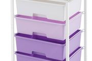 Rolling Storage Cart on Wheels, Multipurpose Mobile Organizer Unit Utility Cart for Living Room,Bedroom,School,Beauty,Purple