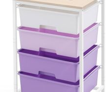 Rolling Storage Cart on Wheels, Multipurpose Mobile Organizer Unit Utility Cart for Living Room,Bedroom,School,Beauty,Purple