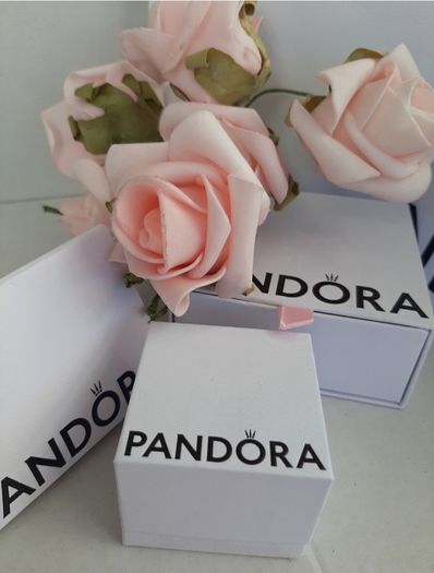 New pandora hoop earrings with blue stone