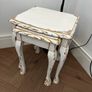 Upcycled French Country Nesting Tables Set Distressed White and Gold Image 4