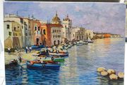 Original Italian harbour painting