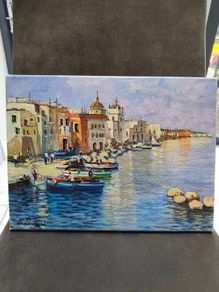 Original Italian harbour painting