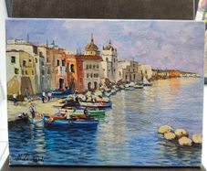 Original Italian harbour painting