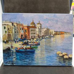 Original Italian harbour painting