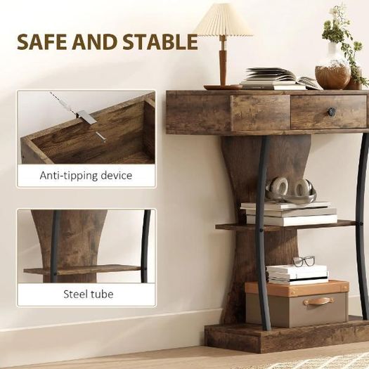 Industrial Console Table with Drawer