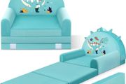 Kids Sofa Bed, 2-in-1 Kids Folding Chair, 150cm Soft Crystal Velvet Toddlers Sofa Bed for Bedroom Livingroom, Playroom, Birthday Gift for Boys Girls