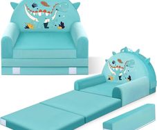 Kids Sofa Bed, 2-in-1 Kids Folding Chair, 150cm Soft Crystal Velvet Toddlers Sofa Bed for Bedroom Livingroom, Playroom, Birthday Gift for Boys Girls