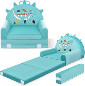 Kids Sofa Bed, 2-in-1 Kids Folding Chair, 150cm Soft Crystal Velvet Toddlers Sofa Bed for Bedroom Livingroom, Playroom, Birthday Gift for Boys Girls