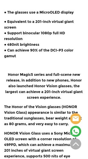 honor vision video glasses