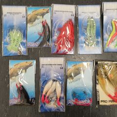 No#2 - NEW - Set of 9 packs Strong Sea Rigs Feathers on Big Hooks 5/0, 6/0 and 7/0 - Bait Trace Paternoster Lures Cod Pollock Ling Conger Bass Mackerel