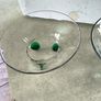 2 clear glass bowl with virbant green glass feet . Image 5