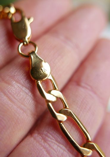 MEN'S 24ct Yellow Gold Plated Figaro Chain Necklace length 19"