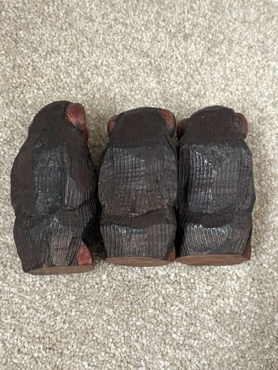 Wooden Hand Carved Three Wise Monkeys