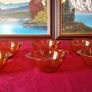 Vereco France Amber Glass 9 Piece Two Handled Soup Bowls and Cups And Saucer Image 3