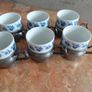 Antique Seltmann Weiden Bavaria set of 6 espresso cups with pewter holders Image 2