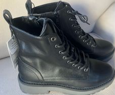 Black lace up ankle boots with Zip