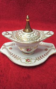 Vintage Miniature Tureen / Regal Porcelain  Pink/ Gold Floral