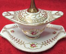 Vintage Miniature Tureen / Regal Porcelain  Pink/ Gold Floral