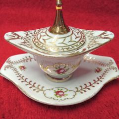 Vintage Miniature Tureen / Regal Porcelain  Pink/ Gold Floral