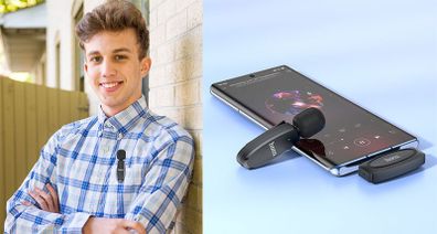 Dual Microphone iphone Type C Crystal Lavalier Wireless Digital Microphone