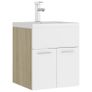 Sink Cabinet with Built-in Basin White and Sonoma Oak Chipboard Image 2