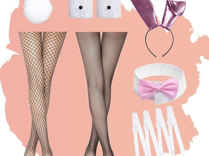 12 Pieces  Bunny Girl Outfit  Bunny Body with Bunny Ears and Fishnet Socks