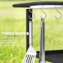 3-Tier Mobile Barbecue Cart with Wheels and Brake Stainless Steel Worktop Adjustable Shelf Hooks Black Image 2