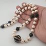 Genuine Freshwater Pearl & Green Jade Statement Necklace with Melon Dzi Pendant Image 5