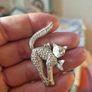 Vintage Solver Tone Cat Brooch Image 3