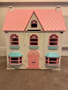 Wooden Dolls House, Car and Playground Set