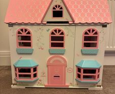 Wooden Dolls House, Car and Playground Set