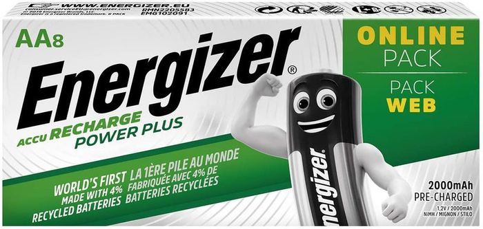 Rechargeable Batteries AA, Recharge Power Plus, Pack of 8